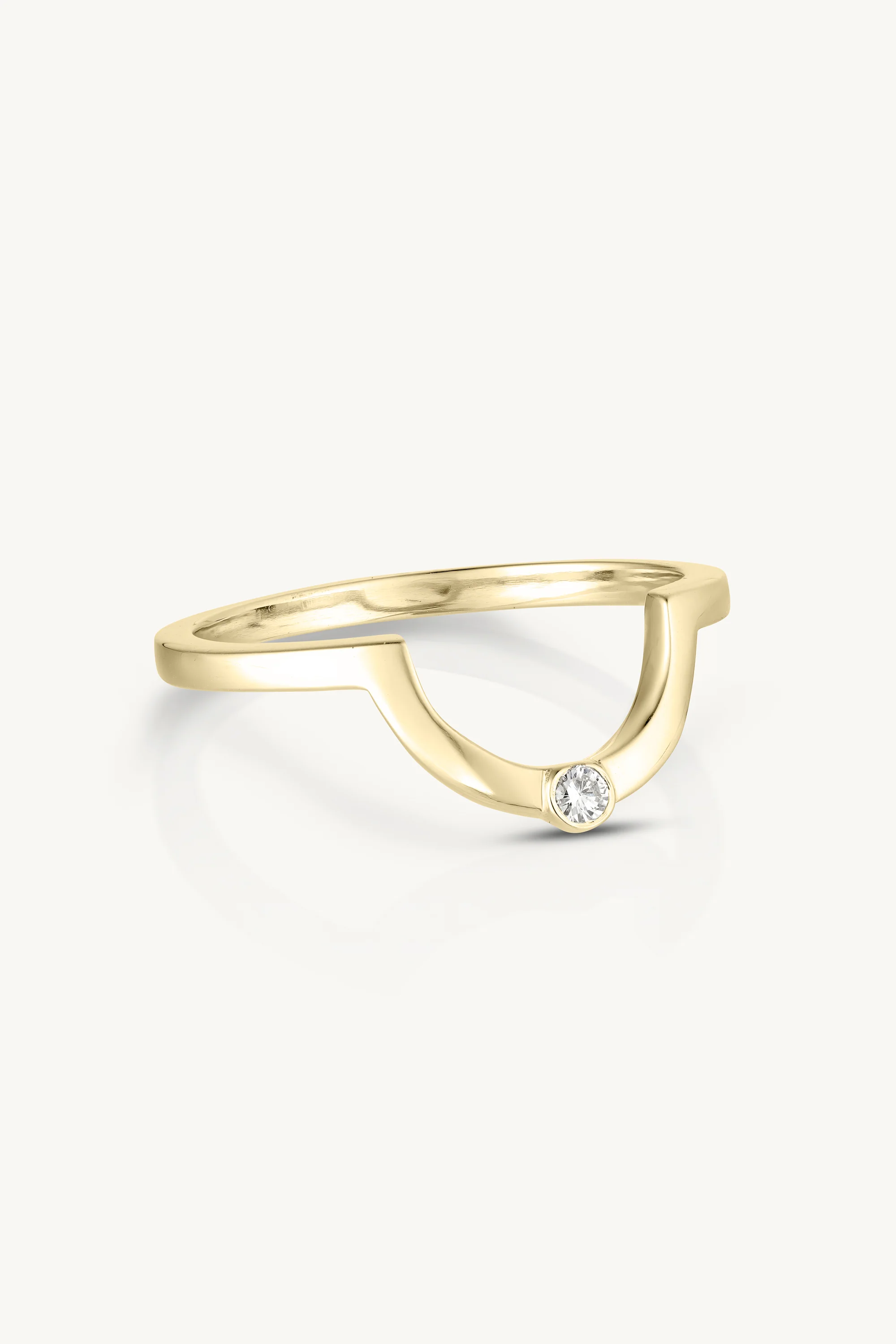 Yellow Gold Diamond Crescent Ring - Image 4