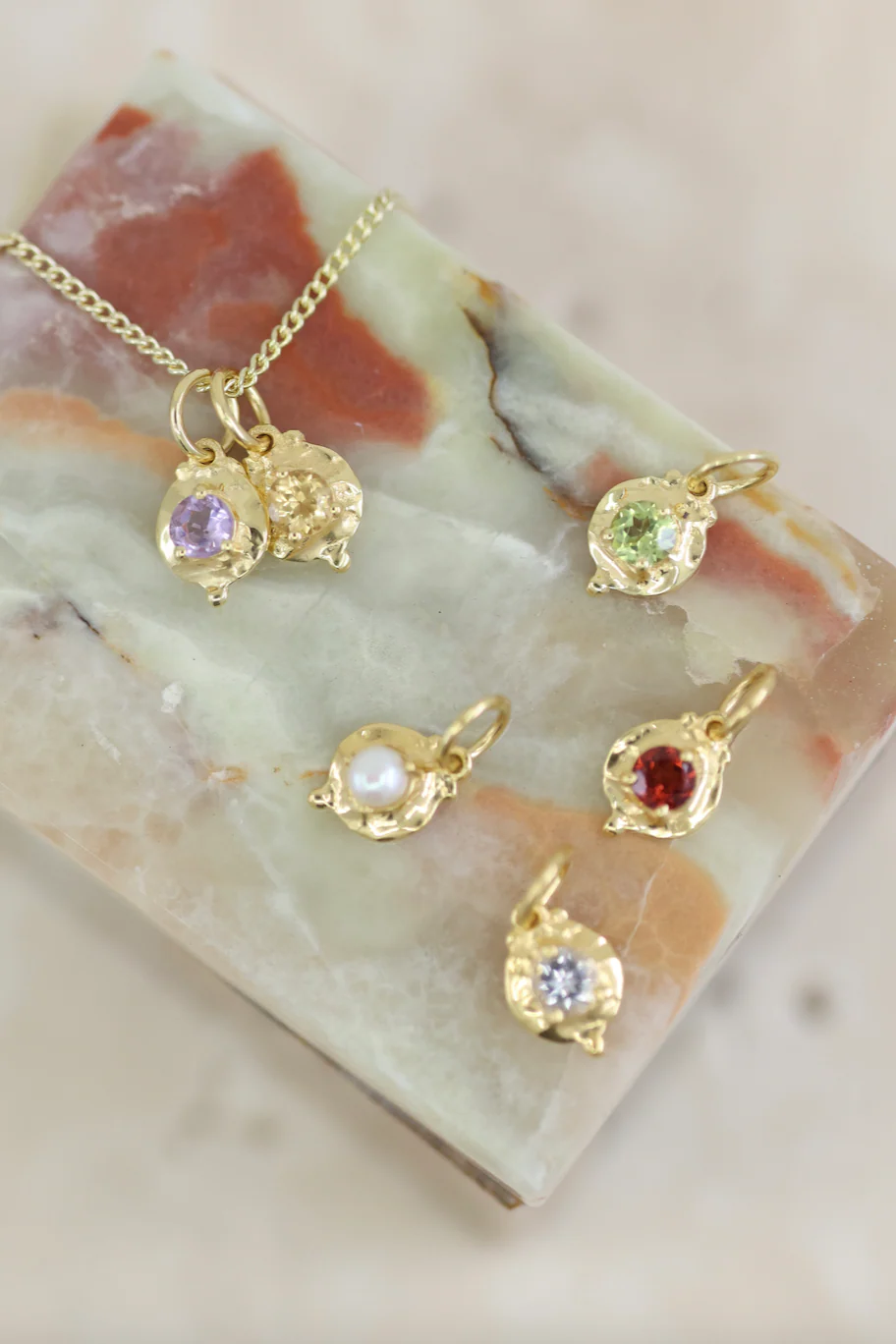 February Amethyst Gold Birthstone Necklace Charm - Image 6