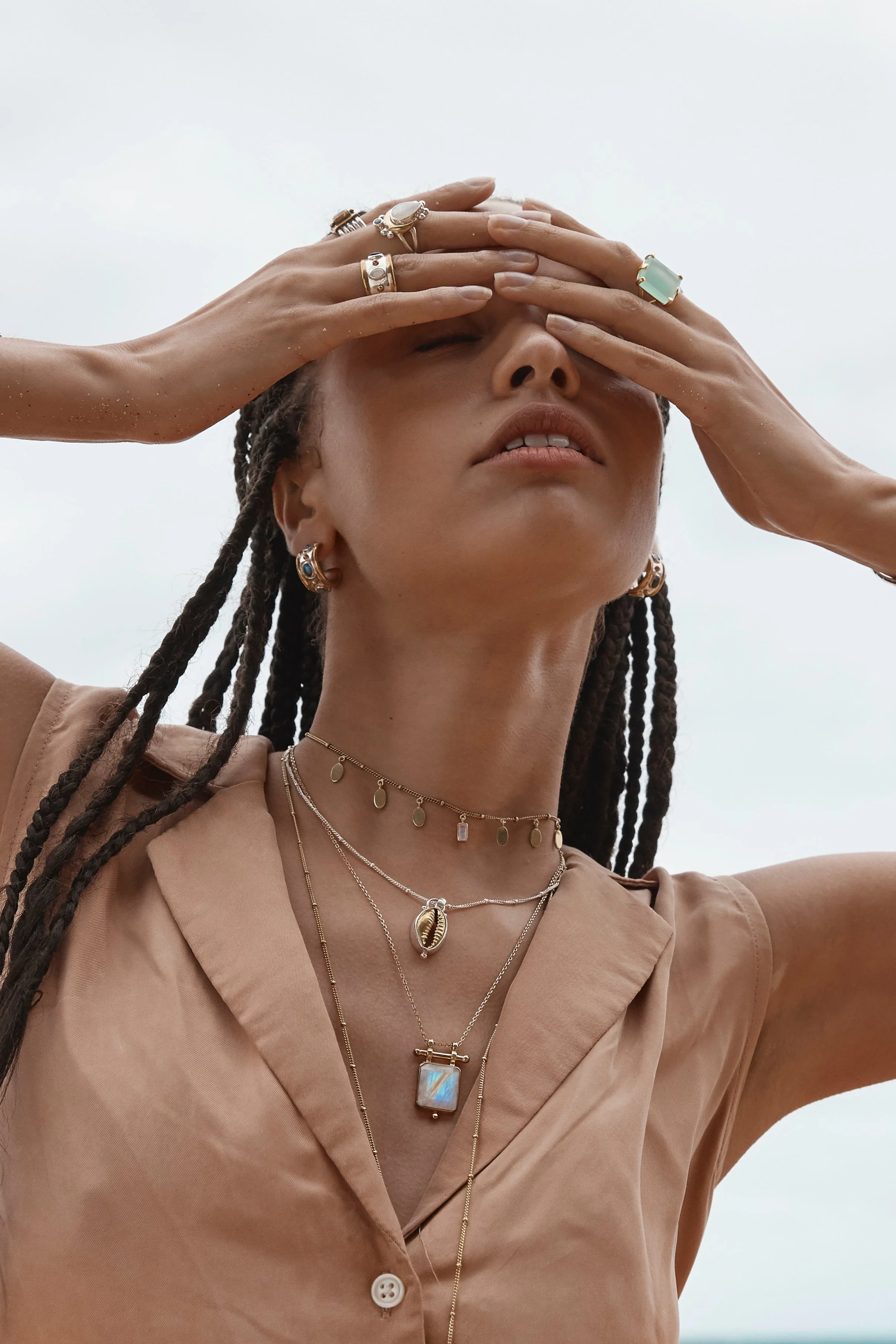 Petal Moonstone Gold Necklace - Image 4