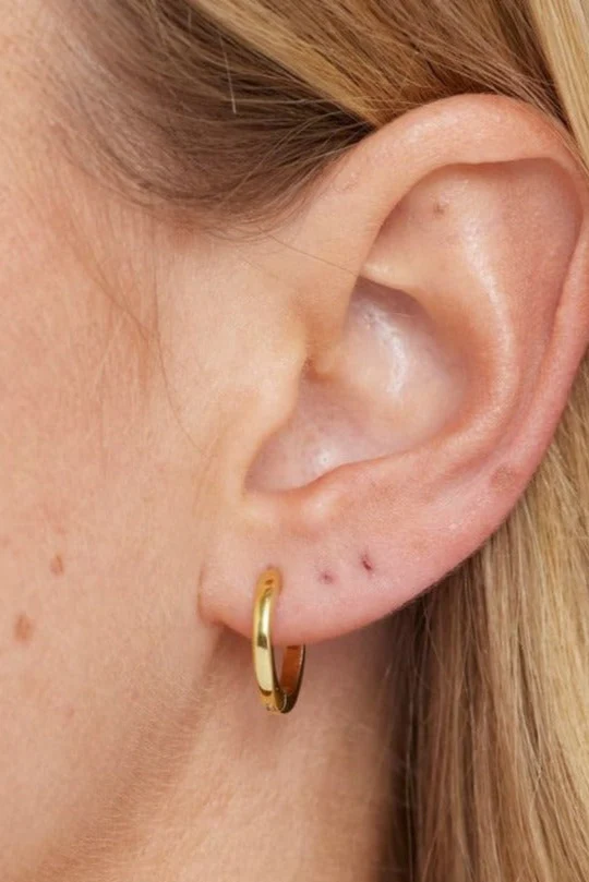 Polished Gold Huggies - Medium - Image 3